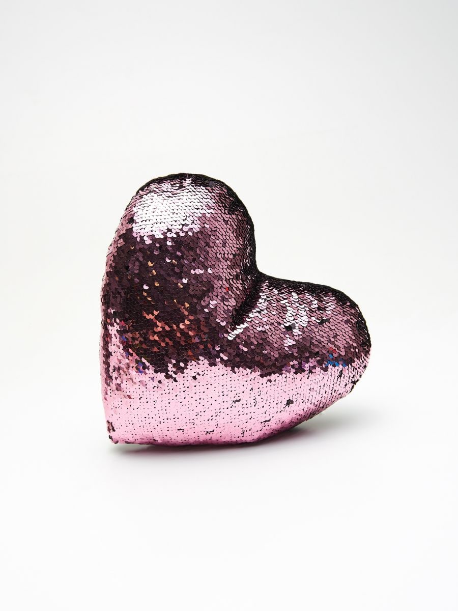 heart sequin pillow