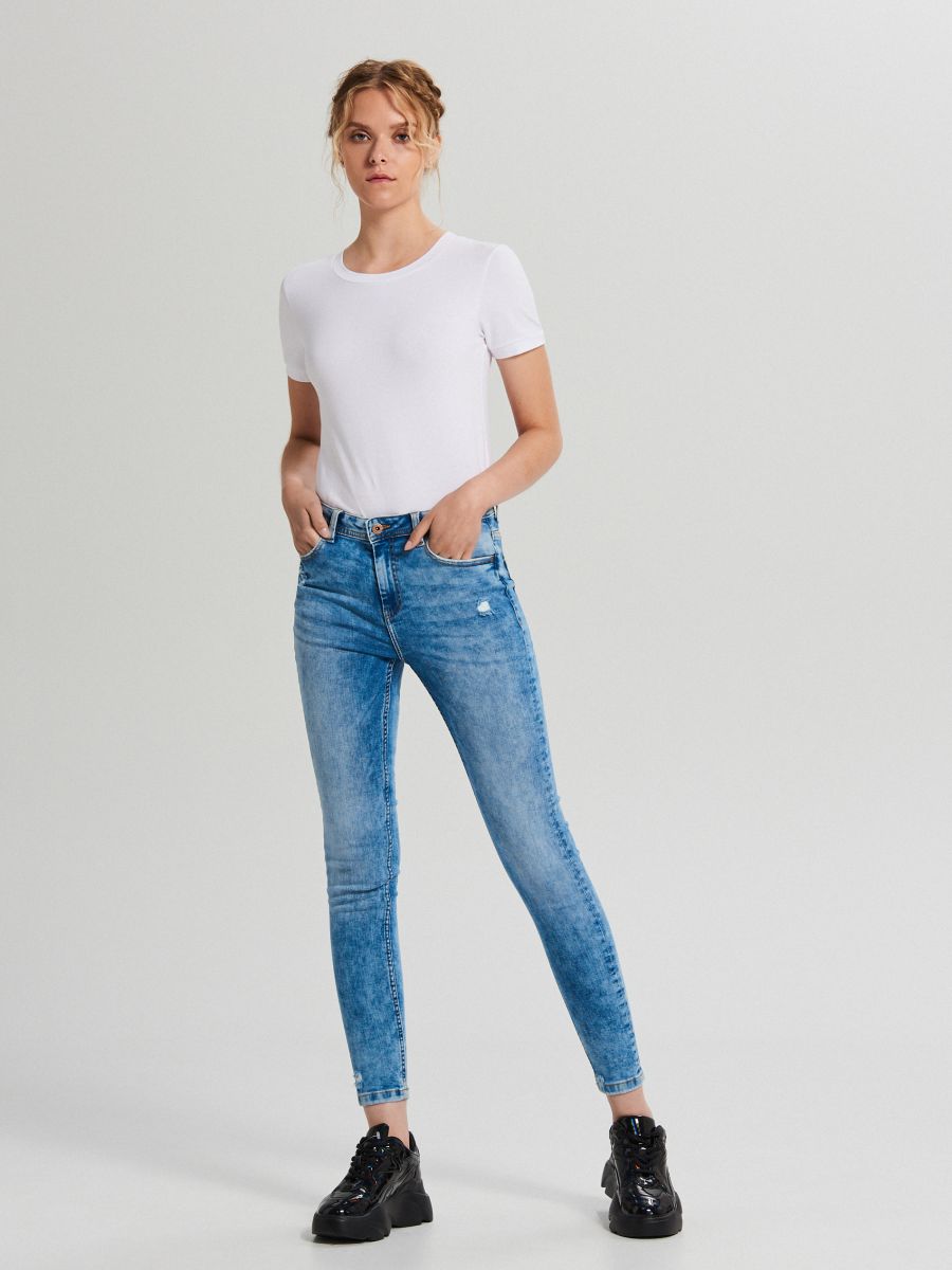 skinny mid waist jeans