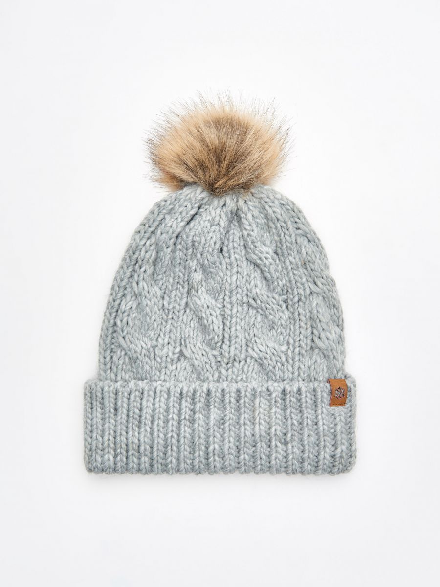 pale grey bobble hat