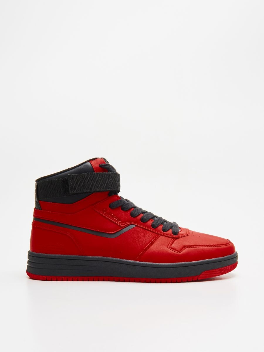 red high ankle sneakers