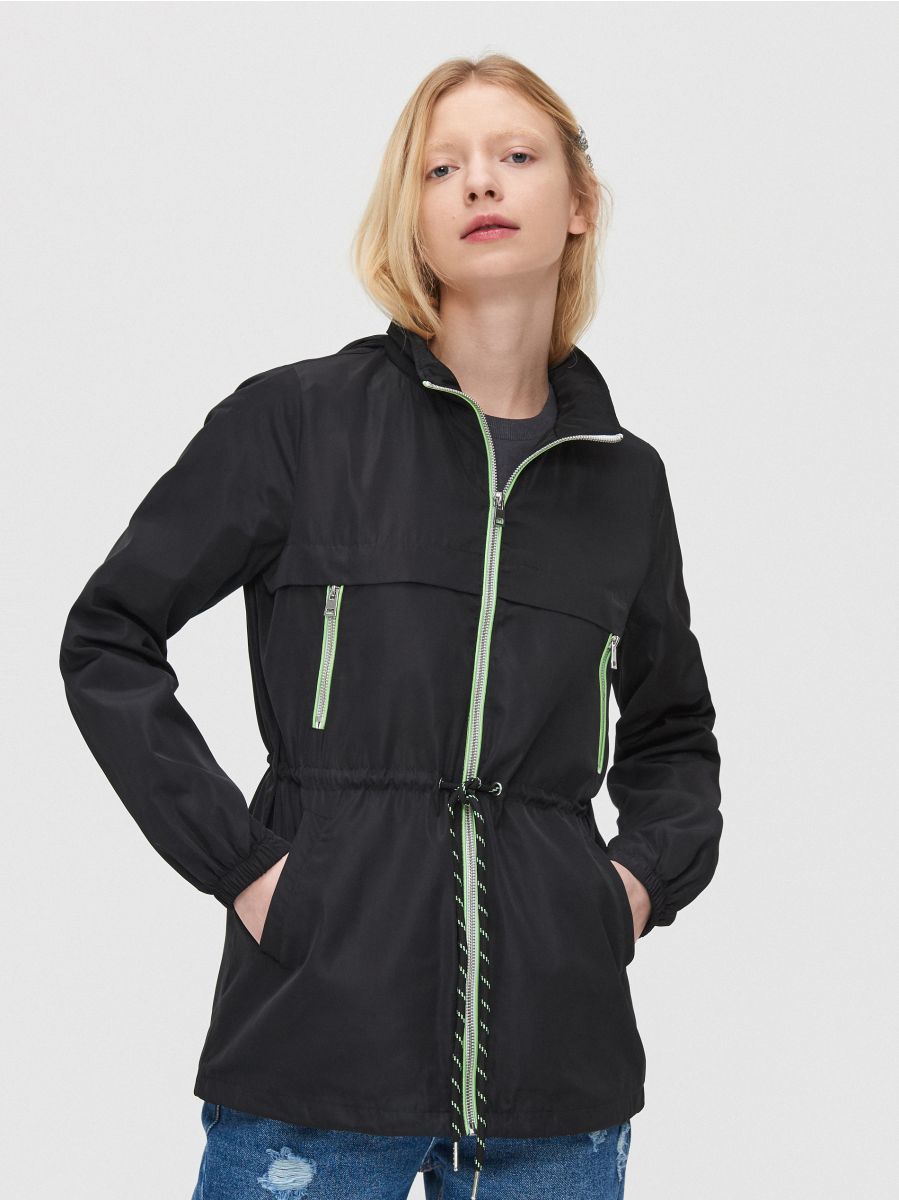 black lightweight rain jacket