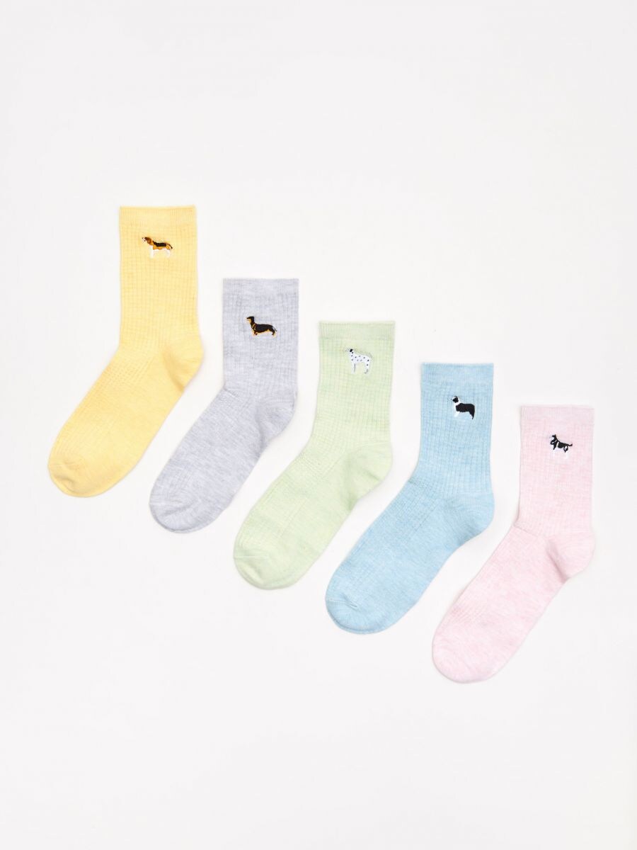 Socks With Dog Print 5 Pack Cropp Xw968 10x