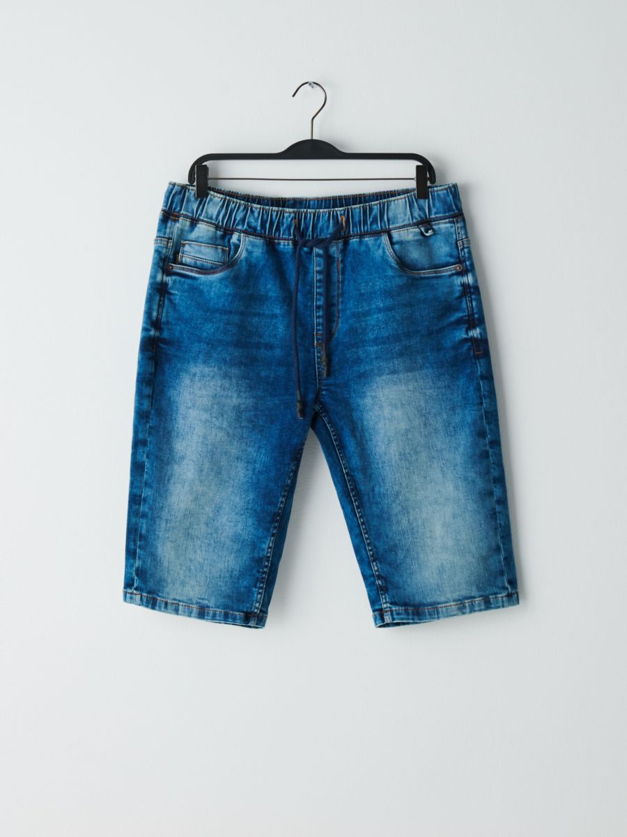 denim jogger shorts