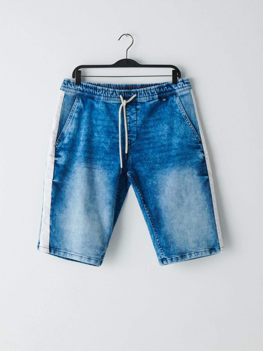 denim jogger shorts