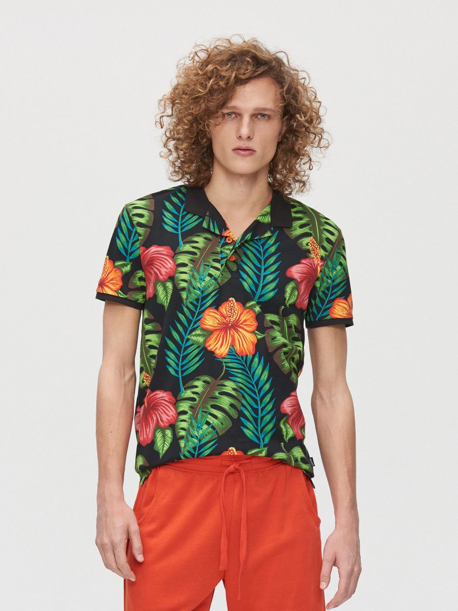 Tropical Motif Polo Shirt Cropp Yd680 99x